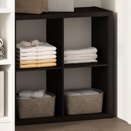 Furinno Cubic Open Back Multipurpose Clothing & Closet Storage Organizer Shelf, 4-Cube, Dark Oak