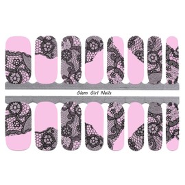 Glam Girl Nails Pink Lace Nail Polish Strips / Nail Wraps / Nail Stickers