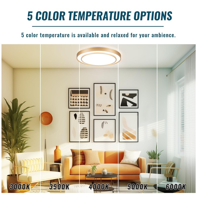 Wheatronic 20 inch Flush Mount Ceiling Light Fixture LED 36W,