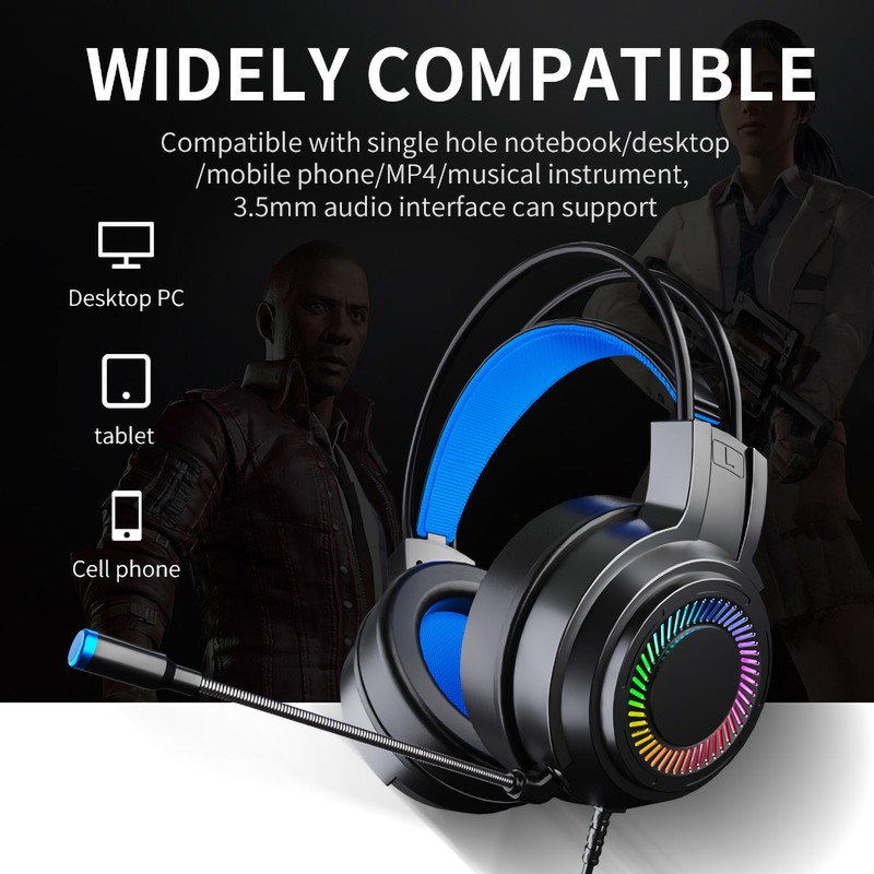 Gaming Wired Headset Multifunction 7.1 Sound Channel Colourful 3.5mm PC