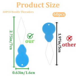 HJZHII 60Pcs Plastic Needle Threaders, Gourd Shaped Sewing Needle Threader