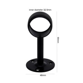 4pcs Stainless Steel Black Ceiling Curtain Pole Holders Brackets Wall Mounted Curtain Rod Bracket for Bathroom Closet 32mm