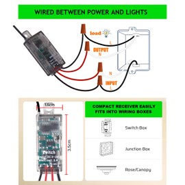 Meskliu Mini Remote Control Switch,3Way 1 Channel Wireless Switch,DC5V/12V/24V/ 5A Relay with 164ft Long Range,Wireless Lights Switch Kit,Micro RF Switch for Car,Motor,Lamps,LED Lights,Fans