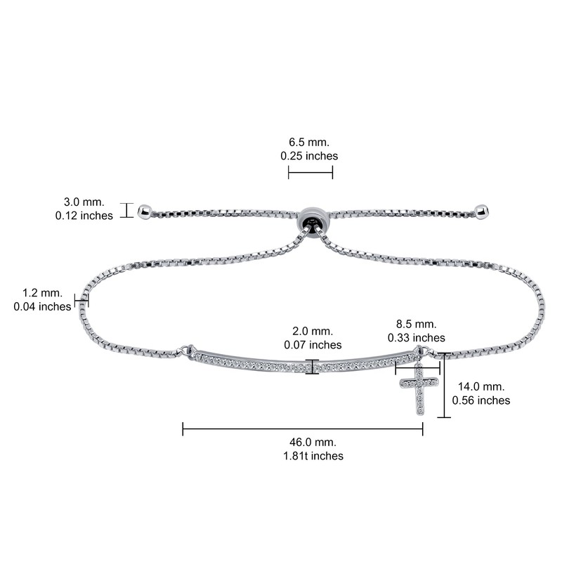 Hoops & Loops Sterling Silver Cubic Zirconia Cross & Bar