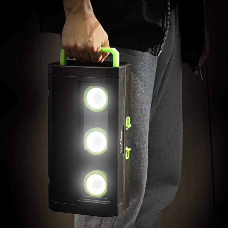 SEAMAGIC 3-Pack Rechargeable LED Work Lights with Portable Case, 360-Degree