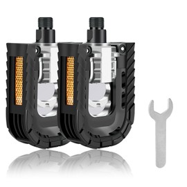 9/16'' Bicycle Pedal Set - Non-Slip Aluminum Pedals for Road, Mountain, BMX, MTB, and City Bikes - Durable, Lightweight, Anti-Slip with Reflector, Easy Installation