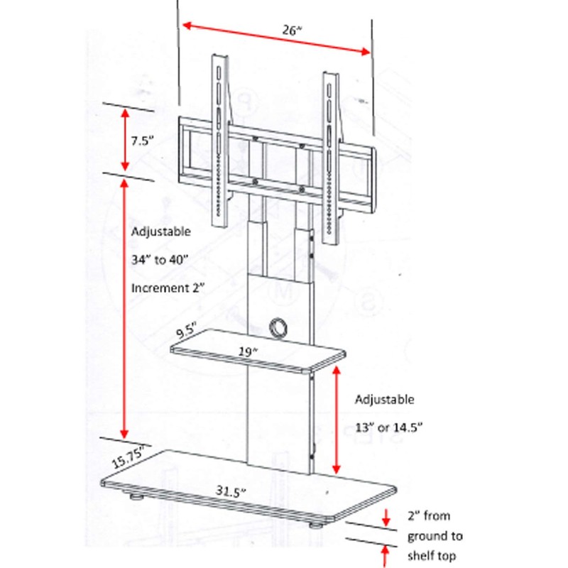 Proman Products Modern TV Stand With With Adjustable Mount and