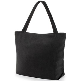 Corduroy Tote Bag - RAINFLOW Canvas Tote Bag with Zipper, 3 Inner Pockets Large Capacity Casual Laptop Tote-bag Bulk for Work Travel School Daily Shopping Beach Date