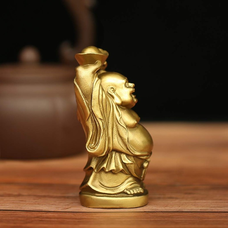Pop Top Brass Statue Feng Shui Ornament Laughing Buddha Holding