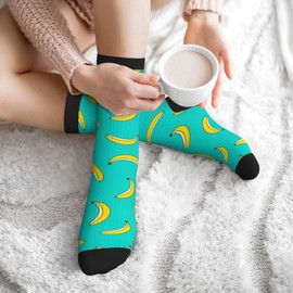 Lcokin Cute Banana Athletic Sport Novelty Crew Socks Casual Crazy Dress Socks Gifts For Men Women