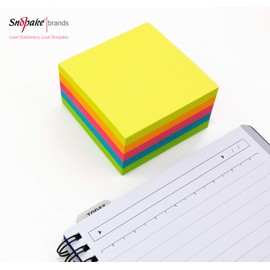 Snopake 76 x 76 mm Neon Assorted Sticky Notes [Cube of 450 Sheets] 11702, Neon/Assorted Colours