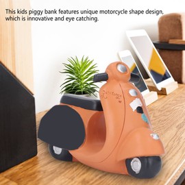 TOTITOM Motorcycle Piggy Bank Orange Retro Motorcycle Shaped Eco-Friendly Resin Motorcycle Ornament for Home Office Car Decorative Sculpture Ornament