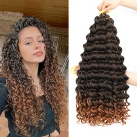AMLUCKS Deep Wave Crochet Braids Hair Ocean Wave Braiding Hair for Black Women Girls Synthetic Water Wave Crochet Hair Extensions for Boho Braids (T30#, 22 Inch-3)