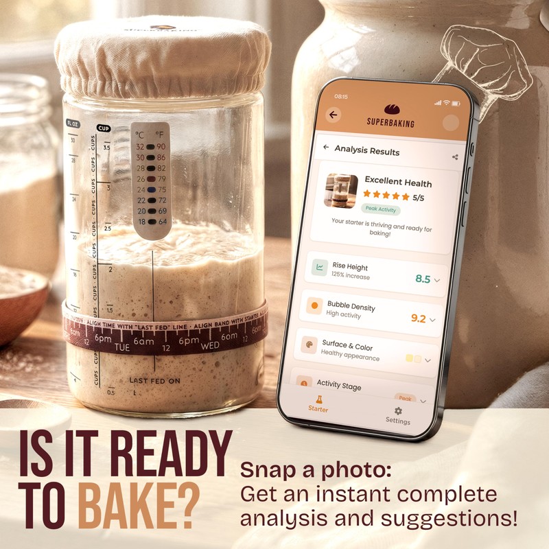 Superbaking Sourdough Starter Jar, Beginner Sourdough Starter Kit, 34oz Wide