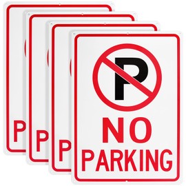 Decorniqu 4 Pack No Parking Signs 14"x10" UV Protected 40 Rust Free Aluminum No Parking Sign With Symbol Sign