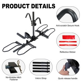 Platform Bike Rack Hitch Mount for 2 Bikes - Foldable Ebike Rack Fit Fat Tire Up to 200 lbs - Bicycle Car Racks for SUV, Truck, RV, Electric Bike Carrier for Tow Trailer with 2 Inch Receiver