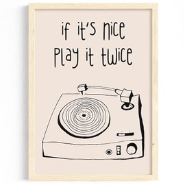 If It's Nice It's Twice Wall Art, Turntable and Record Artwork, Retro Print (A3-29.7 x 42.0cm)