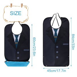 AIEX Adult Bibs, Reusable Western-style Suit Style Bibs for Eating Waterproof Garment Protectors with Crumb Catcher for Elderly
