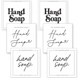 Chaumiere Vintage Farmhouse Hand Soap Labels for Bottles, Waterproof Stickers, 6X Hand soap Labels for Amber Glass & Plastic Bottles - Hand soap Pack (3 Designs) 6 Pieces 3x3inch