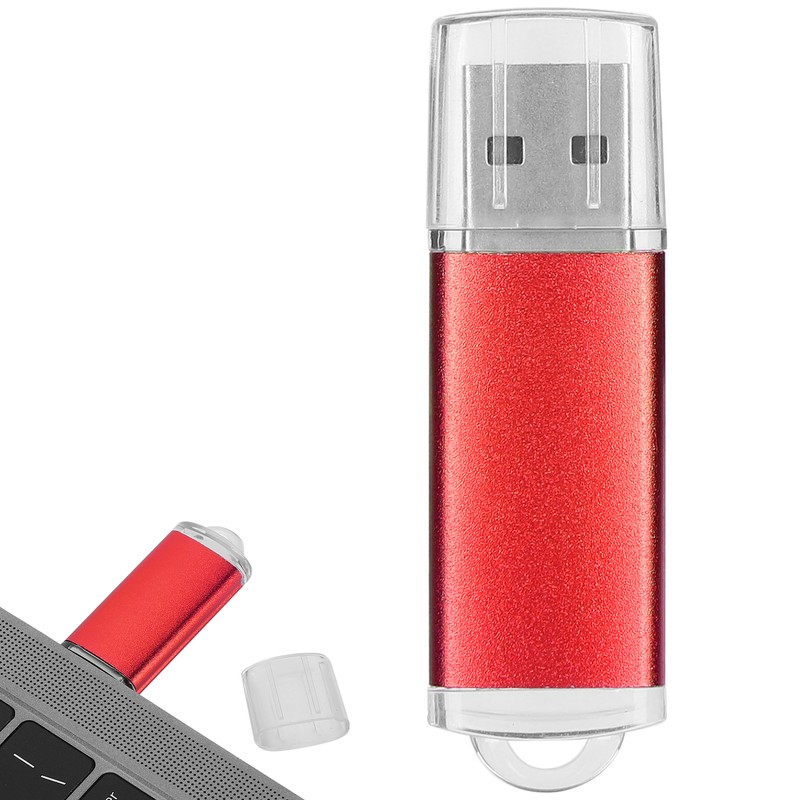 USB Flash Drive Transparent Cover Red Portable Storage Memory Stick