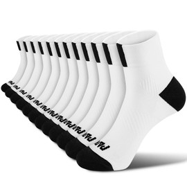 PAPLUS Women's Quarter Compression Socks 6 Pairs, Cushion Running Athletic Sport Ankle Socks with Arch Support, Small/Medium