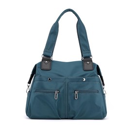 YANAIER Women's Handbag, Shoulder Bag, Lightweight, Multi-Pockets, Shoulder Bag, Shopper Bag for Casual Travel, School, Acid blue, 当代