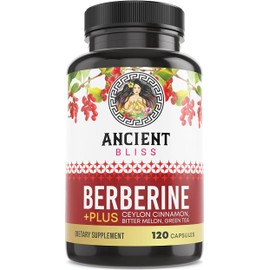 Ancient Bliss Berberine HCL 1200mg with Ceylon Cinnamon, Bitter Melon, and Green Tea Extract - 120 Capsules