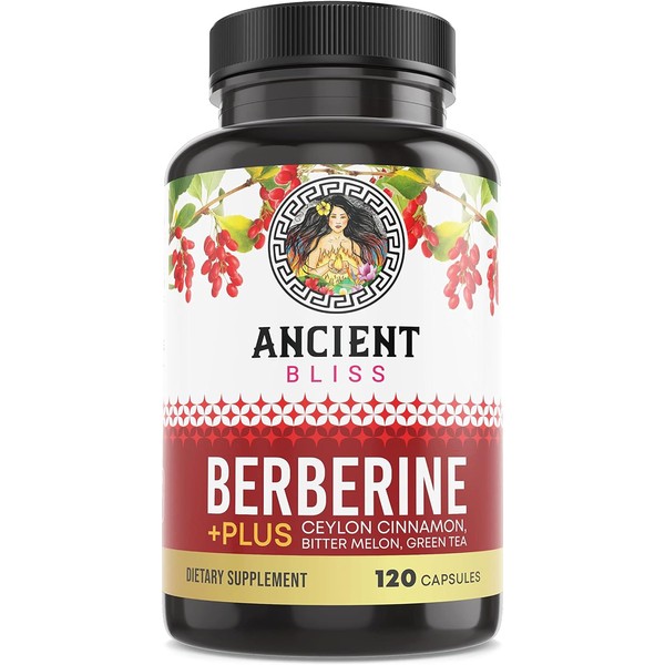 Ancient Bliss Berberine HCL 1200mg with Ceylon Cinnamon, Bitter Melon,