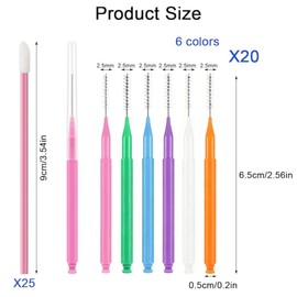120 cepillos interdentales + 25 aplicadores de varitas de labios desechables, cepillo de tirantes para limpiador, cepillo interdental, palillo de dientes, hilo dental dental, higiene dental oral