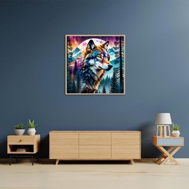 5D Wolf Diamond Painting Kits for Adults-Animal Diamond Art Kits for Beginners, Full Round Drill Gem Art Wolf Kits for Adults for Gift Home Wall Decor(13.8x13.8inch)