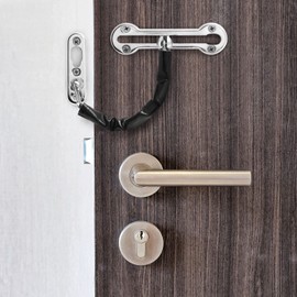 Built Industrial - Paquete de 3 candados de cadena de acero inoxidable con funda de cadena de piel sintético, cerraduras de seguridad tipo deslizante de 7.2 pulgadas para puerta interior, ventanas de