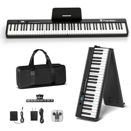 FingerBallet Portable Piano Keyboard, Semi-Weighted Folding Digital Piano 88 Key, Full Size, Wood Grain, Electric Piano Keyboard w/MIDI Bluetooth, Suitable for Adult, Toddler
