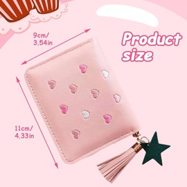 KedidO Women's Purse with Star Pendant, Purse for Women with Embroidered Heart Pattern, Zip Wallet for Women for Gifts Girls Women Friends Anniversary, multicoloured, accordion