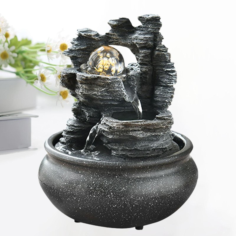 WeiLaiKeQi Indoor Waterfall Fountain Tabletop Fountain with Scene Light Water
