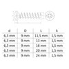 50 Euro Screws Furniture Screws with Round Head 6.3 x