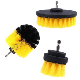 HUIKKJP Electric Cleaning Brush, Set of 3 (Yellow): Drill Attachment Kit, Compatible with Hexagonal Axis Electric Drills, For Cleaning Many Locations Such as Bathrooms and Kitchens