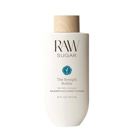 RAW SUGAR, The Strength Builder 2 in 1, Shampoo y Acondicionador, Árbol de Té y Coco, Limpia, Fortalece y Nutre, 16 OZ