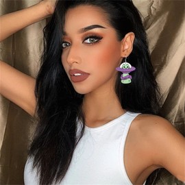 WCRAZYE UFO Aliens Earrings for Women Cute Funny Novelty Earrings Space Earrings Alien Acrylic Earrings Funky Earrings Weird Earrings Jewelry (B Aliens)