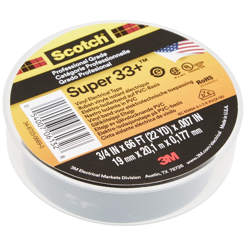 Scotch Super 33+ Vinyl Electrical Tape, 3/4 in x 66
