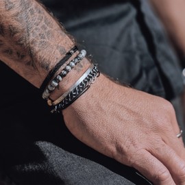 Nato Cuff - 925 Sterling Silver Left Nylon Bracelet - Handmade in France - Adjustable - Men's and Women's Jewellery, Nylon Silver