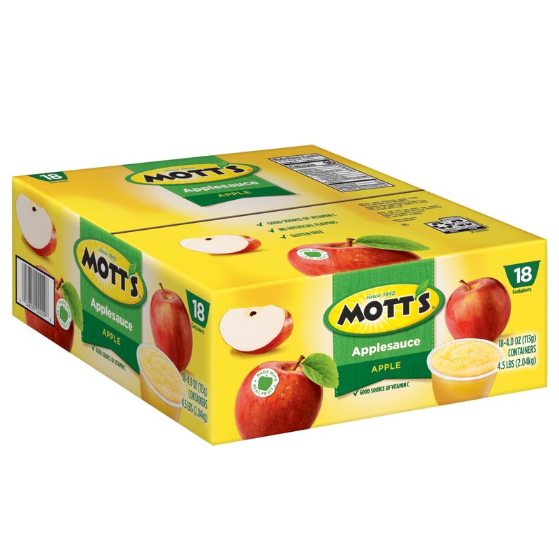 Mott's Applesauce, 4 Oz Cups, 18 Count, No Artificial Flavors,