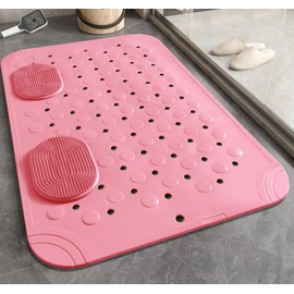 WRENYZK Shower Mats for inside shower with Foot Massage，Wet Floor No Slip Mat with Strong Suction Cup and Drain Holes for Elderly & Kids Bathroom，Children's bath mats non slip（50 * 32cm，pink）