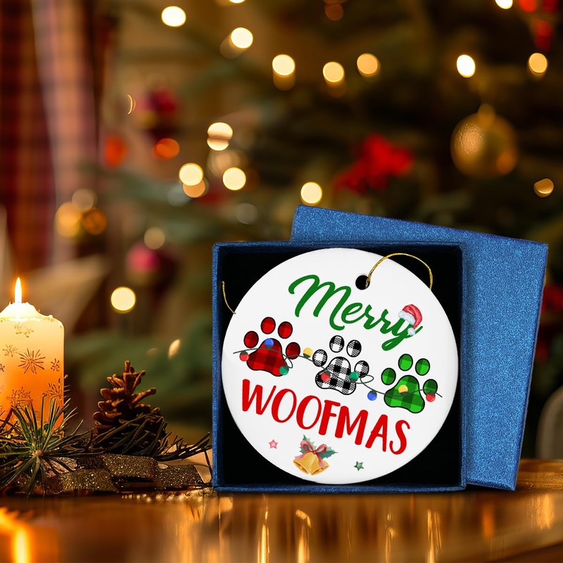 Merry Woofmas Ceramic Ornament Funny Gifts for Dog Lovers Dog