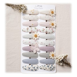 kumo kaze Floral Hair Clip Set for Babies and Kids, with Daisy Flowers, Pastel Colors, 20 Pieces, Fabric