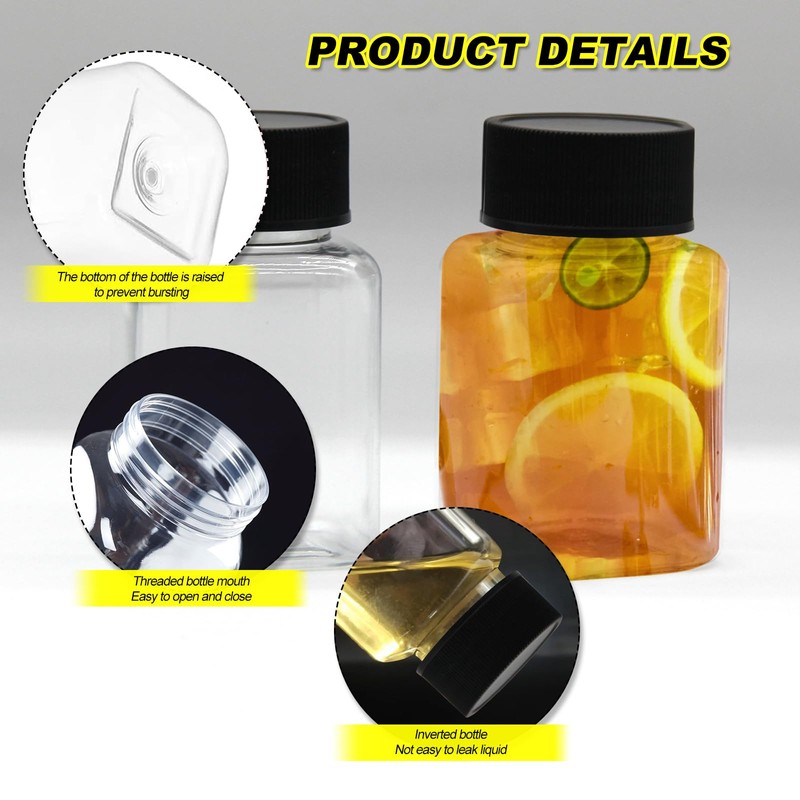 TakFree Small Plastic Juice Bottles with Lids, 12 Pcs 100ml