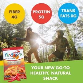 Feel Festive 12 Bags 1-oz Spicy Mild Crunchy Roasted Chickpeas Protein Snack Pack - Healthy Garbanzo Beans - Non-GMO Vegan Gluten-Free Soy-Free Balanced Macro Nut Free - Individual Convenient Portions