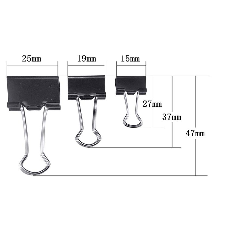 lingzaling 25mm Double Clip Black Pack of 20