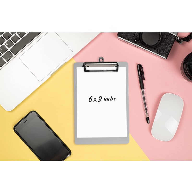 Hongri Plastic Small Clipboard, Gray A5 Memo Size Clip Board