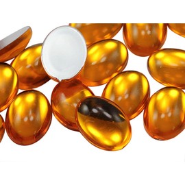 18x13 mm Gold Topaz. TZ Flat Back Acrylic Oval Cabochon High Quality Pro Grade – 25 Pieces