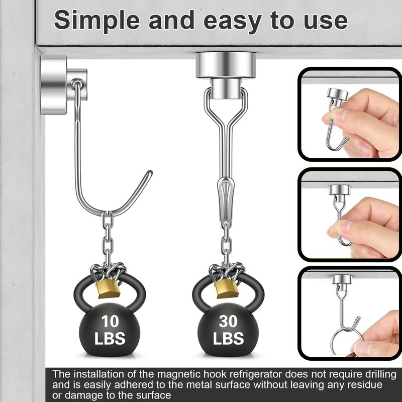 TIANLIN Pack of 12 Magnet with Hooks, 180° Rotation Hook,